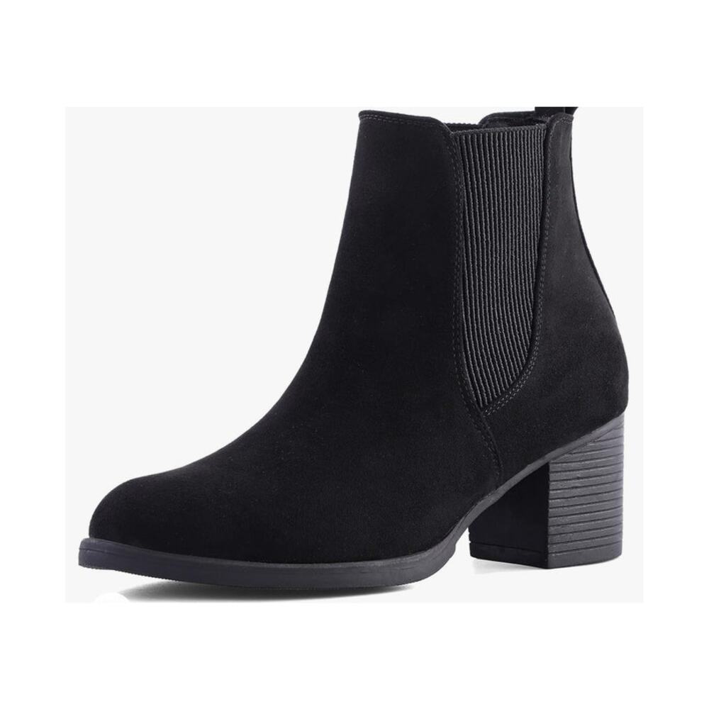 Coasis Women Chelsea Chunky Black Heel Ankle Boots with elastic side SZ 11, New